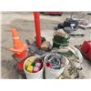 Image 1 : Miscellaneous Pallet: Fire Hose, Pylons, Gauges, Welding Rods, 