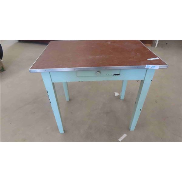 Painted Table with Drawer 30'' x 36'' x 29'' + 1 Drop Leaf 