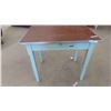 Image 1 : Painted Table with Drawer 30'' x 36'' x 29'' + 1 Drop Leaf 