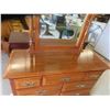 Image 3 : Oak Dresser 33'' x 51'' x 19'' with Mirror 32'' x 39'' & 1 Night Stand