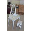 Image 2 : White Vanity with Swing Mirror 62'' x 39'' x 20'' & Stool