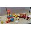 Image 1 : Vintage Fisher Price Toys : Fire Truck, Milk Wagon, Camera, 
