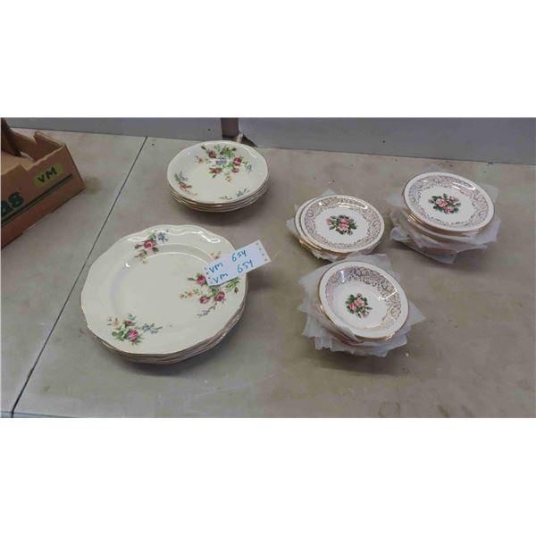 24 Tudor Rose 22kt Gold Dishes , 9 Regency 