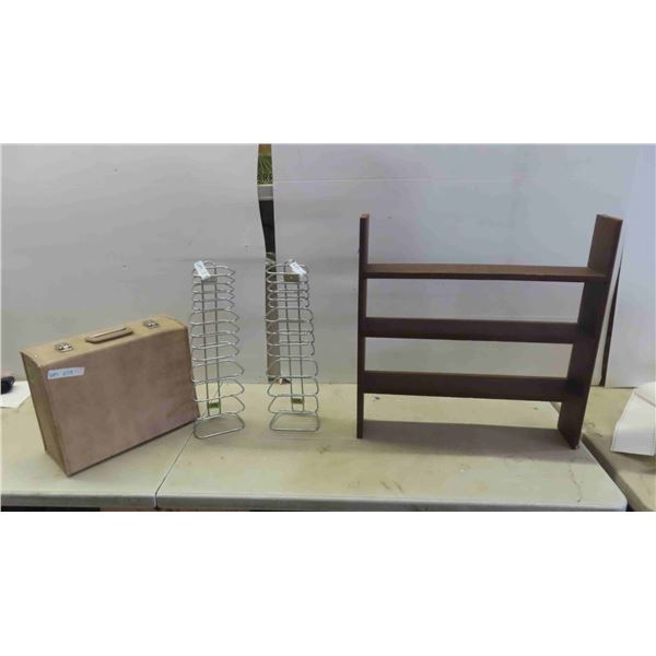Wood Shelf , 2 Towel Racks, Suit Case 