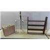 Image 1 : Wood Shelf , 2 Towel Racks, Suit Case 
