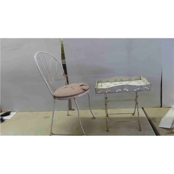 Wrought Iron Chair and Stand