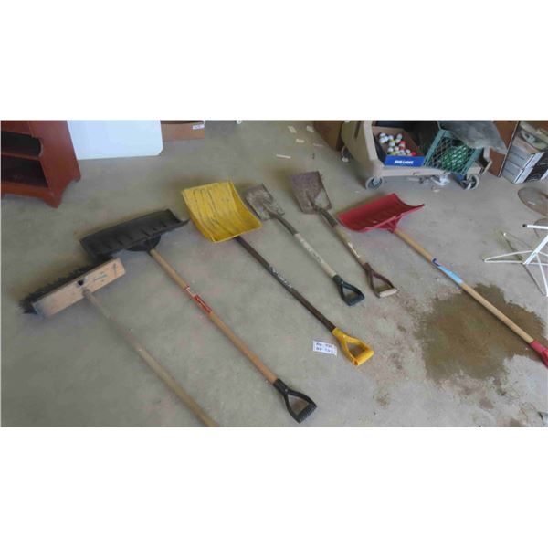 6 Yard Tools: Various Styles of Shovels , Push Broom