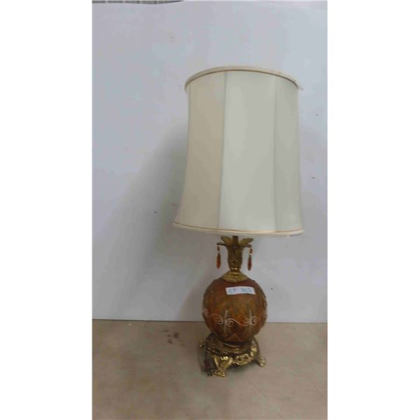 Mid Century Modern Amber Round Glass Lamp