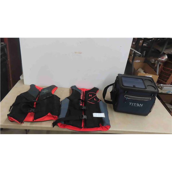 2 New Hyperlite Life Jackets Adult Size Large & Medium , Titan 