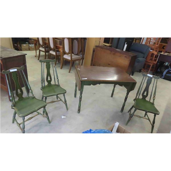 Country Drop Leaf Table 30'' x 28'' x 60'' & 3 Chairs