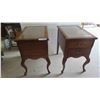 Image 1 : 2 Fancy Detailed Design 2 Drawer End Tables with Glass 