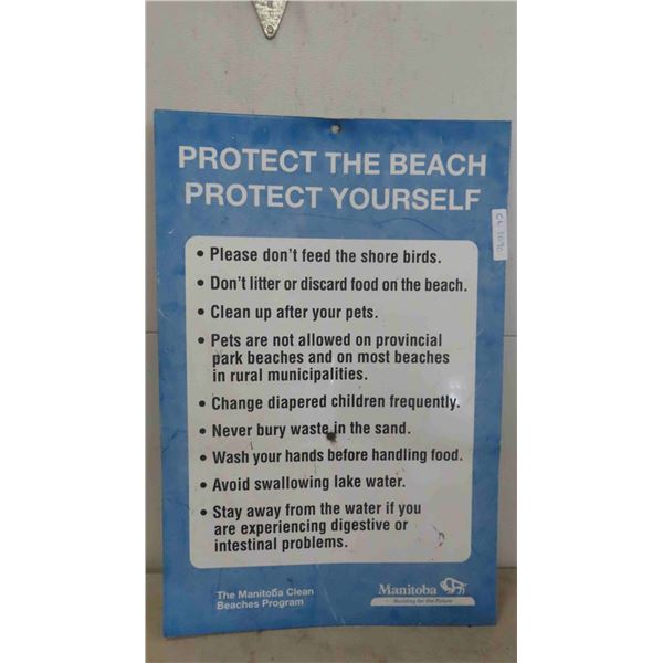 Manitoba Clean Beach Rules Metal Sigb 24'' x 36'' -Good Cottage Décor