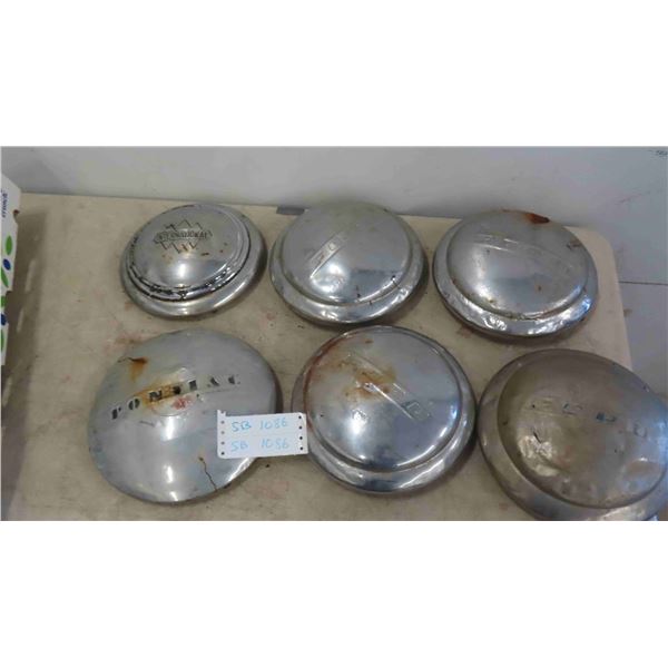 6 Vintage Hubcaps :  Set of 4 Ford , 1 International , 1 Pontiac 