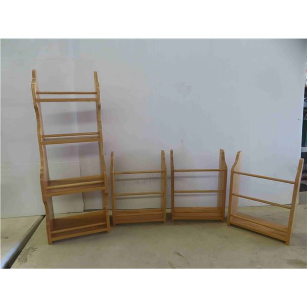 4 Oak Shelves Largest Measures 9 3/4'' x 6 3/4'' Tapers to 4'' x 27'' 