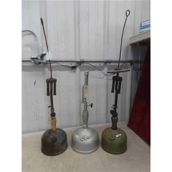 3 Vintage Brass Coleman Gas Lamps 