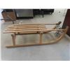 Image 1 : Vintage Oak Sleigh with Steel Runner 36'' x 14 3/4'' x 10 1/2'' 
