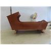 Image 2 : Vintage Wood Doll Cradle 20'' x 12 3/4'' x 12'' , Porcelain Doll 21'' Tall , 