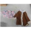 Image 7 : Porcelain Doll on Stand 17'' Tall , Doll Case 8'' x 8 1/2'' x 15 3/4'' , Doll Clothing