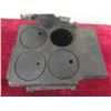Image 3 : Mini Cast Stove with Pots and Pans , New Old Stock 4 Piece Grey Craft Pots and Pans