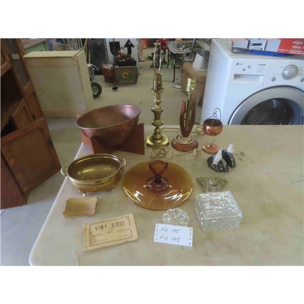 2 Table Lamps No Shades, Planter, Serving Plate, Book Ends & More 