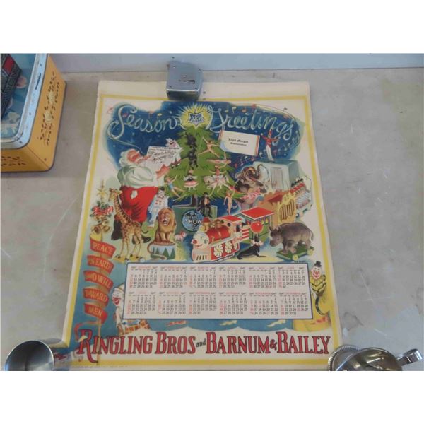 1947 Ringling Bros + Barnum & Barley Wall Calender 