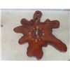 Image 2 : Fireplace Tool Set with Stand, Black Smith Iron , Wood Wall Clock Approx. 24'' x 23'' 