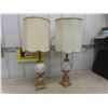 Image 1 : 2 Table Lamps with Brass Base 34'' Tall - Shade Has Damage 