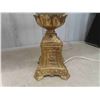 Image 2 : 2 Table Lamps with Brass Base 34'' Tall - Shade Has Damage 