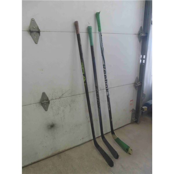 (3) Left Handed Hockey Sticks 