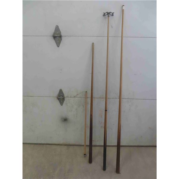 2 1/2 Pool Cues and Rest 