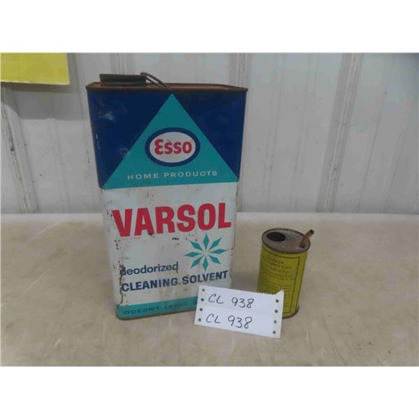 Vintage Tins : Esso Varsol 1 Gallon , Coleman Measuring Can with Spout