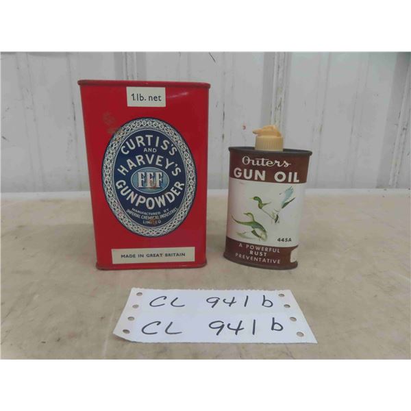 Curtis's and Harveys Gun Powder Tin , Outers Gun Oil 