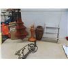 Image 1 : Double Spring Leg Trap Coverted to Clock, Vases, Corner Shelf