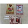 Image 1 : 3 Metal Signs : Mack Trucks , Shell 11 3/4'' x 8'' 