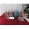 Image 1 : 9 Vintage Clear Crinkle Glasses, 2 Pitchers 