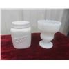 Image 10 : Anchor Milk Glass Vase , Candy Dish , Anchor Casserole Dish with Lid 