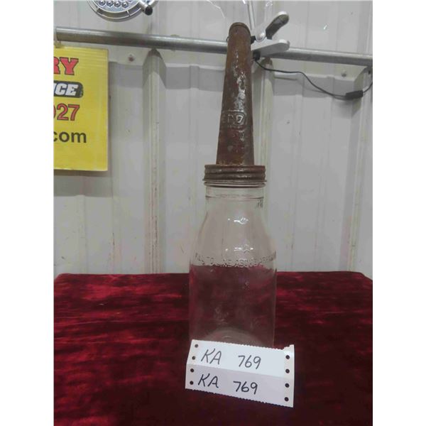 Vintage Oil 1 Quart Bottle with Spout