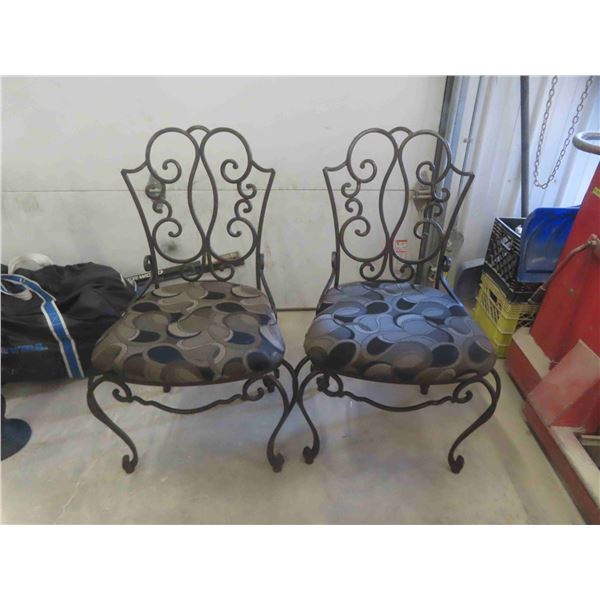 2 Wrought Iron Padded Chairs 