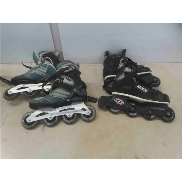 2 Pairs of Roller Blades Womans Size 8 & Mens Size 3