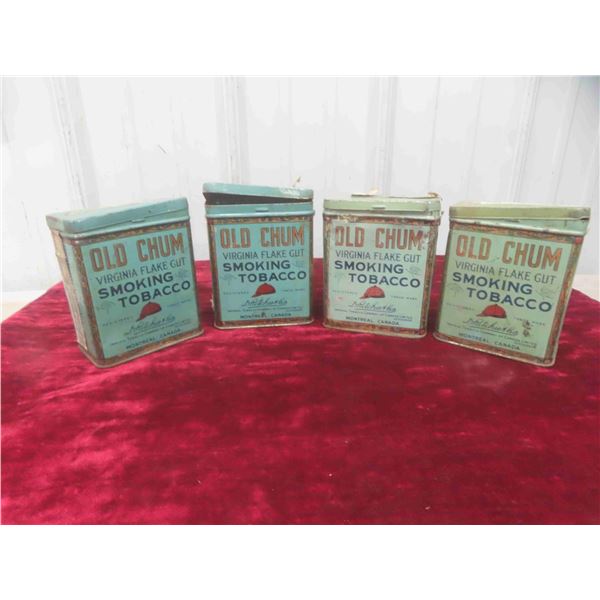 4 Vintage 'Old Chum' Tobacco Tins 
