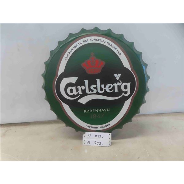 Carlsberg Bottle Cap metal Sign 16" Across