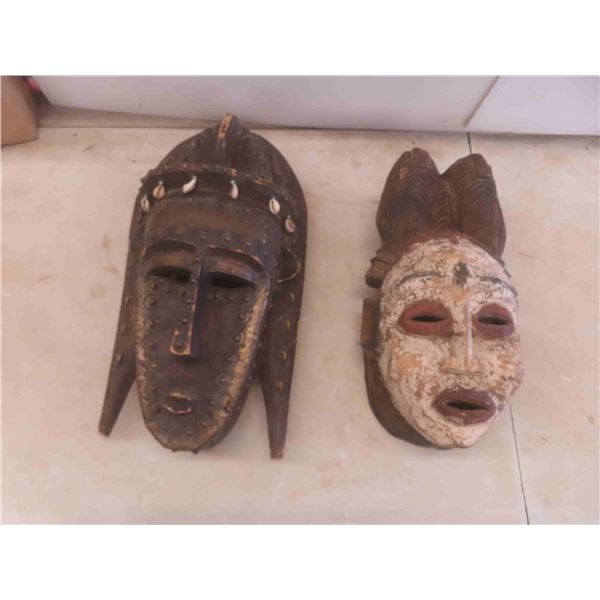 (2) Tribal Masks 22 1/2'' x 11 1/2'' & 18 1/2'' x 10''