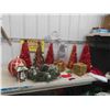 Image 1 : Christmas Decorations 20" Tall, Colorful Trees, Wreath,Santa Hat & More