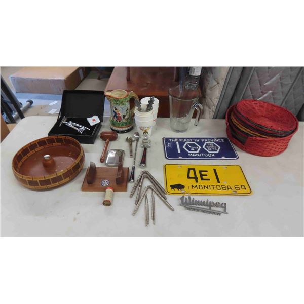 Bar Tools: Cork Screw, Bottle Opener, Pitchers, Nut Bowl with Crackers, 1964