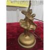 Image 2 : Antique Cast Metal Lamp with Punched Brass Shade 14'' High