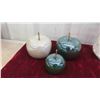 Image 2 : Room Décor: 3 Handmade Ceramic Apples, Large Vase 15'' x 9 1/2'' , 