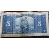 Image 2 : 1937 Canadian $5 Bill
