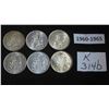 Image 1 : (6) Canadian 50 Cent Coins 1960-1965 