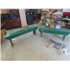 Image 1 : 2 Wood Painted Benches 20'' x 66'' x 9 1/2'' & 19 1/2'' x 54'' x 9 1/2'' 