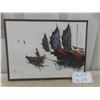 Image 1 : Original Oriental Oil Painting on Canvas Signed 16'' x 12'' 